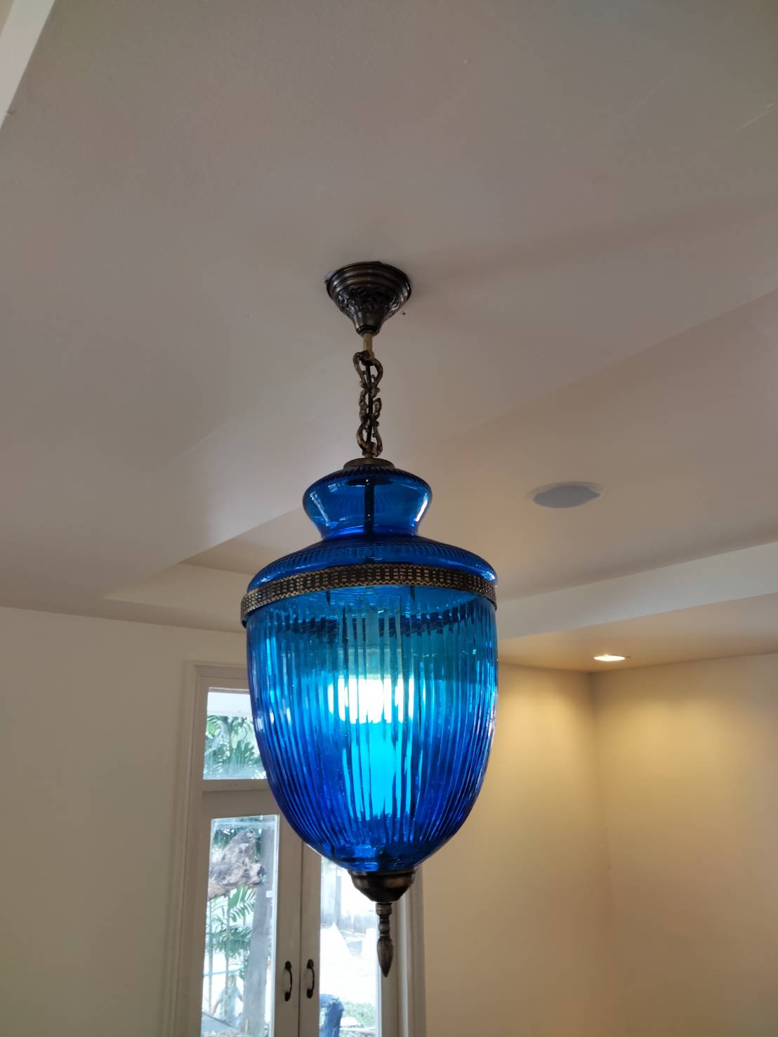 💢โคมไฟแก้ว หยดน้ำ สีฟ้า ย้อนยุค คลาสสิค 👉แต่งบ้าน แต่งร้าน
