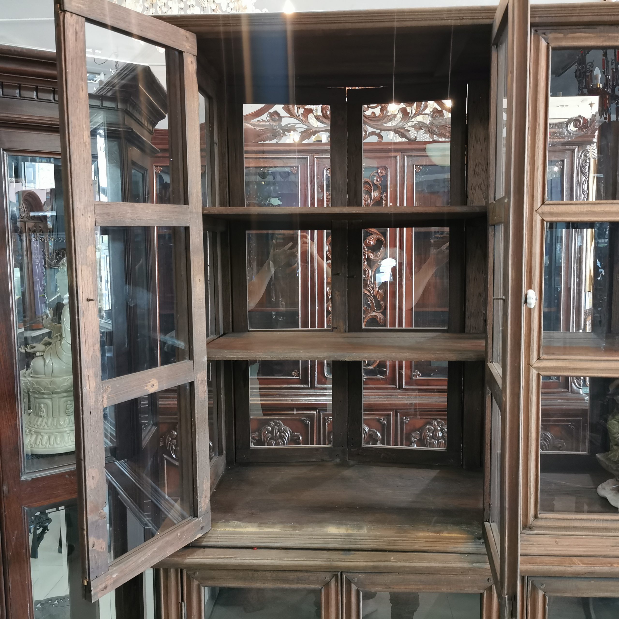 ⚜️ตู้โบราณ ตู้โชว์โบราณ ตู้ไม้โบราณ ตู้โชว์ไม้โบราณ งดงาม คลาสสิค แต่งบ้าน แต่งร้าน ให้มีคุณค่า - Image 5