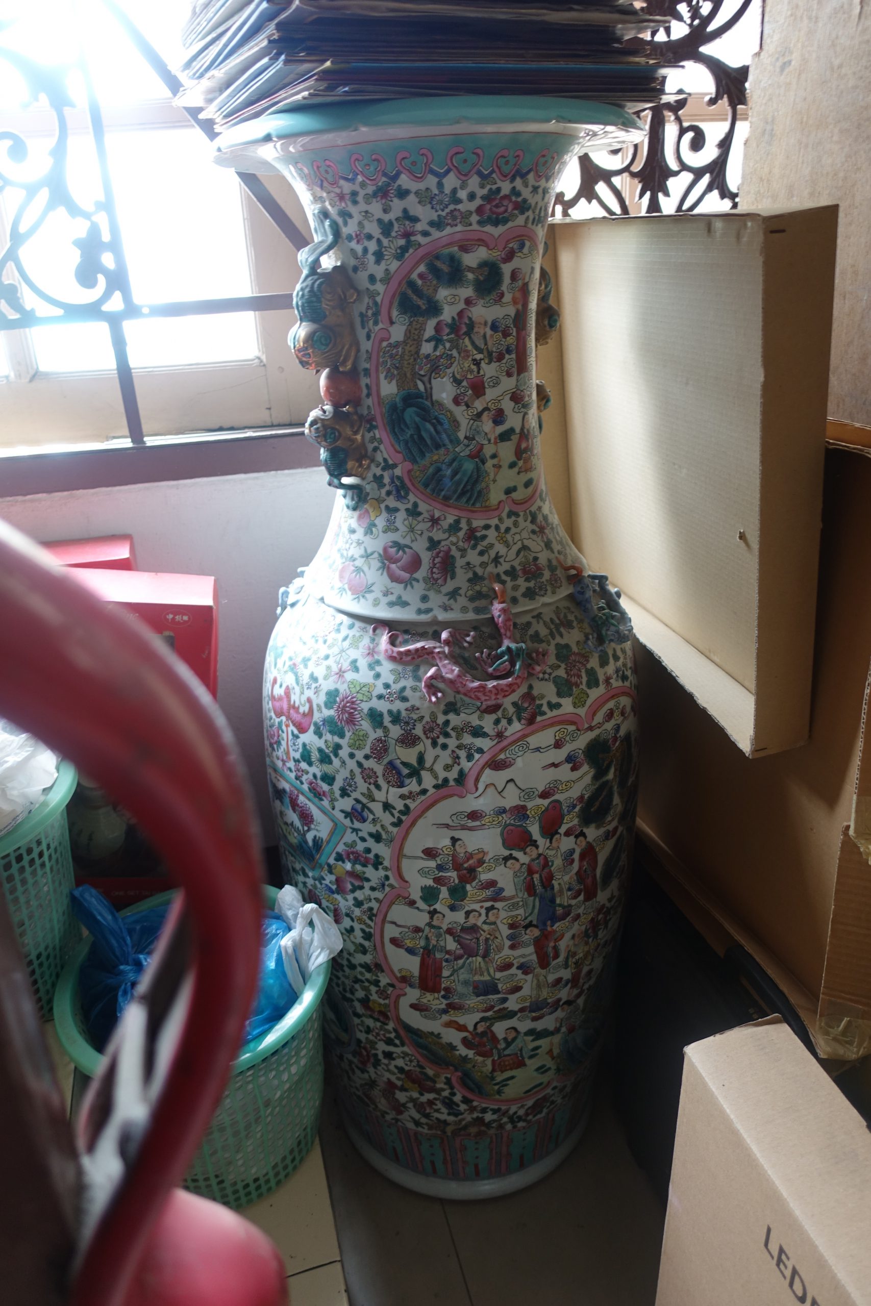 แจกันโบราณ แจกันลายคราม แจกันกังใส งดงาม คลาสสิค หายากมาก ขนาด 120x40cm - Image 2