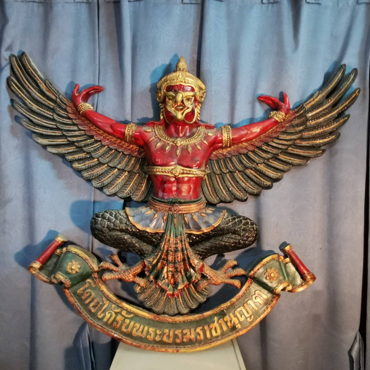 พญาครุฑ พุทธคุณมหาอำนาจ ร่ำรวยกิจการ เนื้อไฟเบอร์ ปีกกว้าง 120 ซม สูง 105ซม.