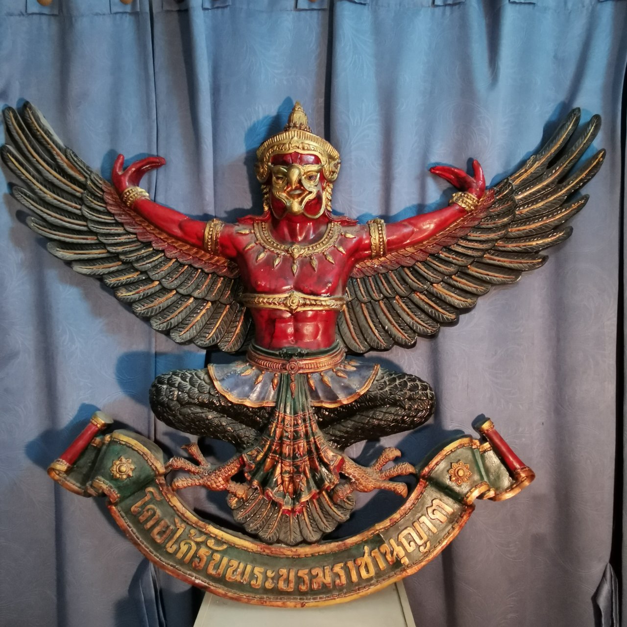 พญาครุฑ พุทธคุณมหาอำนาจ ร่ำรวยกิจการ เนื้อไฟเบอร์ ปีกกว้าง 120 ซม สูง 105ซม.