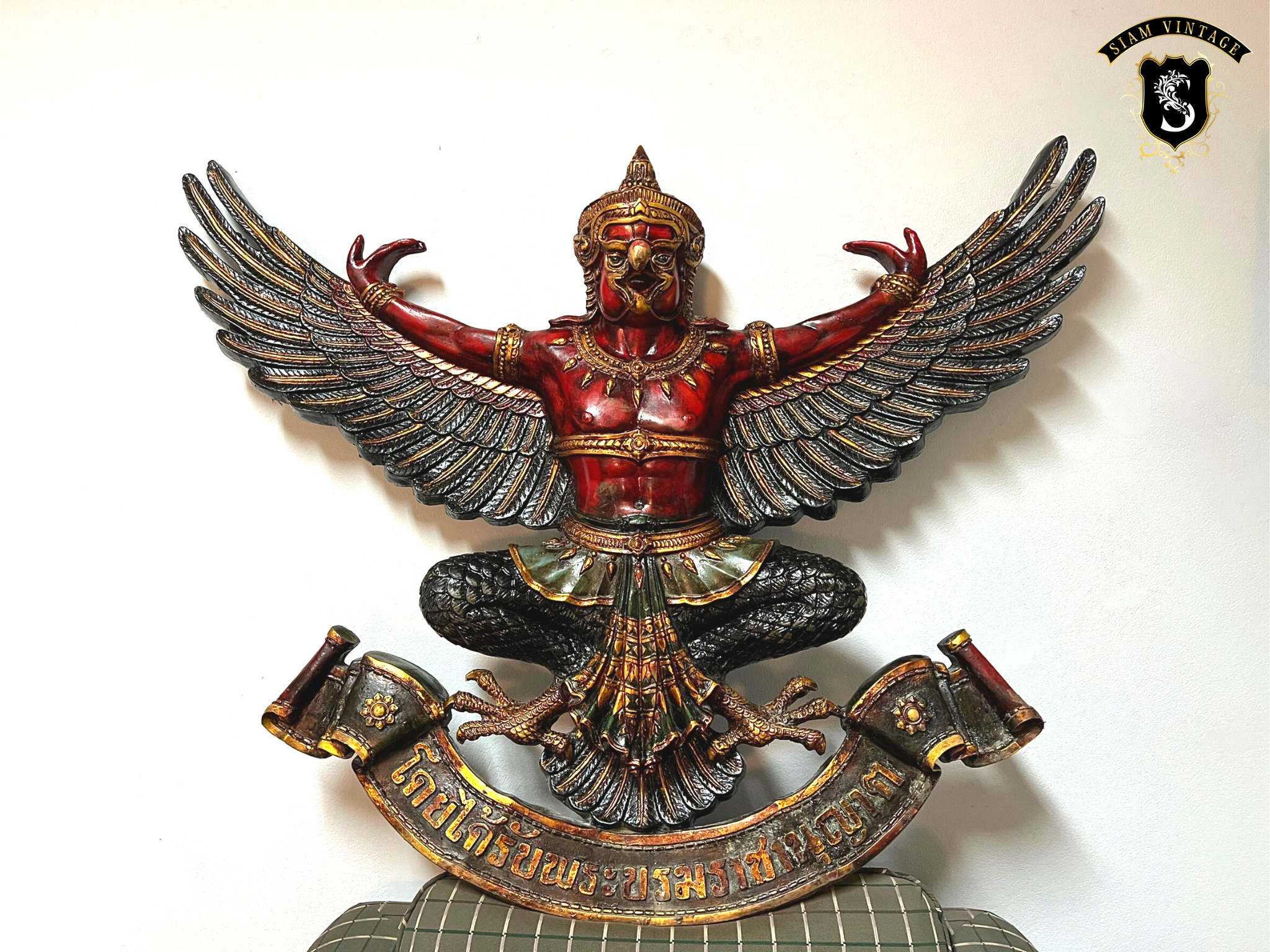 พญาครุฑ พุทธคุณมหาอำนาจ ร่ำรวยกิจการ เนื้อไฟเบอร์ ปีกกว้าง 120 ซม สูง 105ซม.