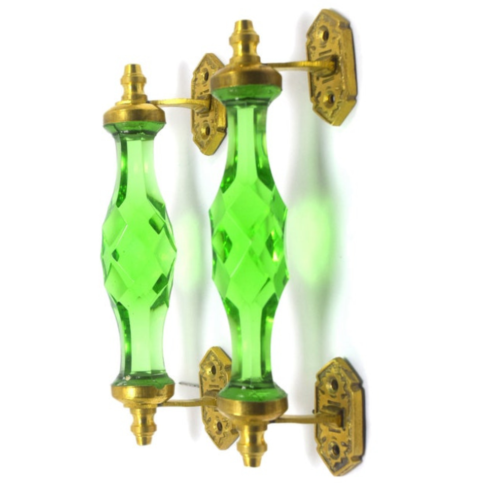 มือจับประตู 6" สีเขียว 1คู่ มือจับประตูแก้ว มือจับประตูทองเหลือง มือจับประตูโบราณ มือจับประตูย้อนยุค ย้อนยุค แต่งบ้าน แต่งร้าน ให้มีคุณค่า - Image 3