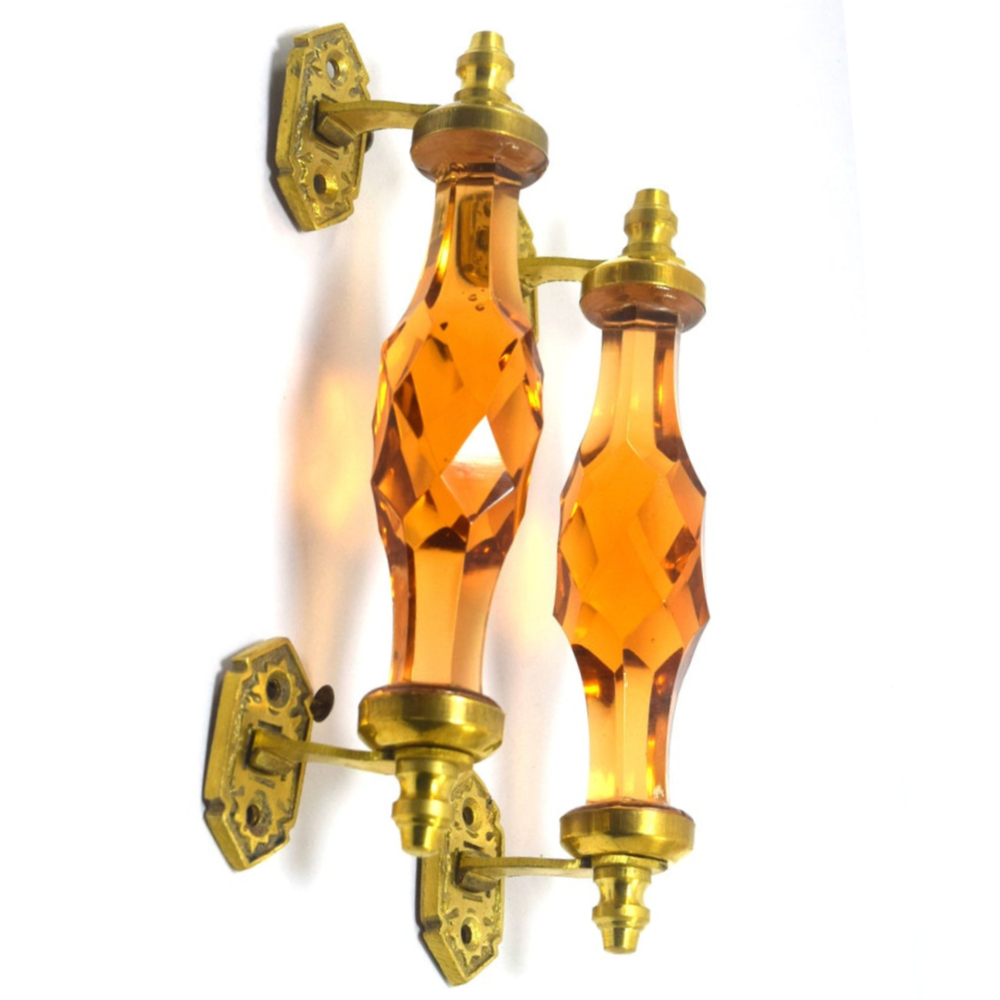 มือจับประตู 6" สีชา 1คู่ มือจับประตูแก้ว มือจับประตูทองเหลือง มือจับประตูโบราณ มือจับประตูย้อนยุค ย้อนยุค แต่งบ้าน แต่งร้าน ให้มีคุณค่า - Image 2