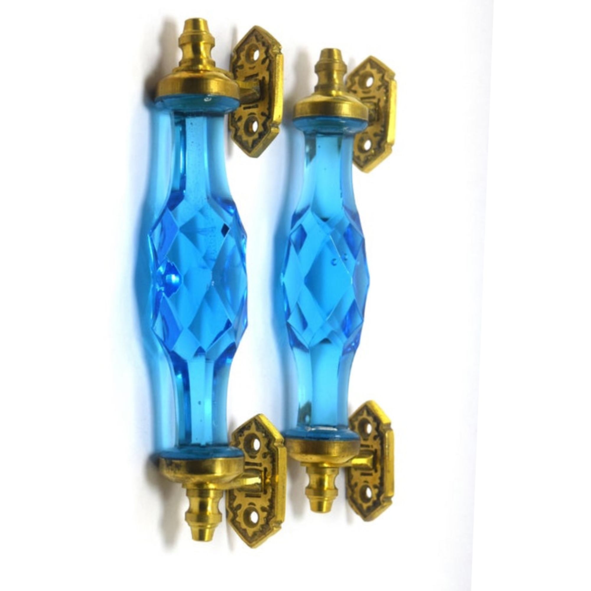 มือจับประตู 6" สีฟ้า 1คู่ มือจับประตูแก้ว มือจับประตูทองเหลือง มือจับประตูโบราณ มือจับประตูย้อนยุค ย้อนยุค แต่งบ้าน แต่งร้าน ให้มีคุณค่า - Image 3