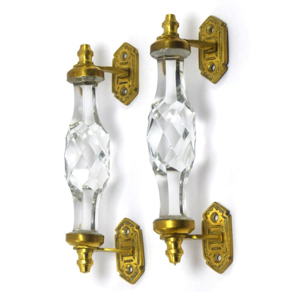 มือจับประตู 6" สีแก้วใส 1คู่ มือจับประตูแก้ว มือจับประตูทองเหลือง มือจับประตูโบราณ มือจับประตูย้อนยุค ย้อนยุค แต่งบ้าน แต่งร้าน ให้มีคุณค่า - Image 4