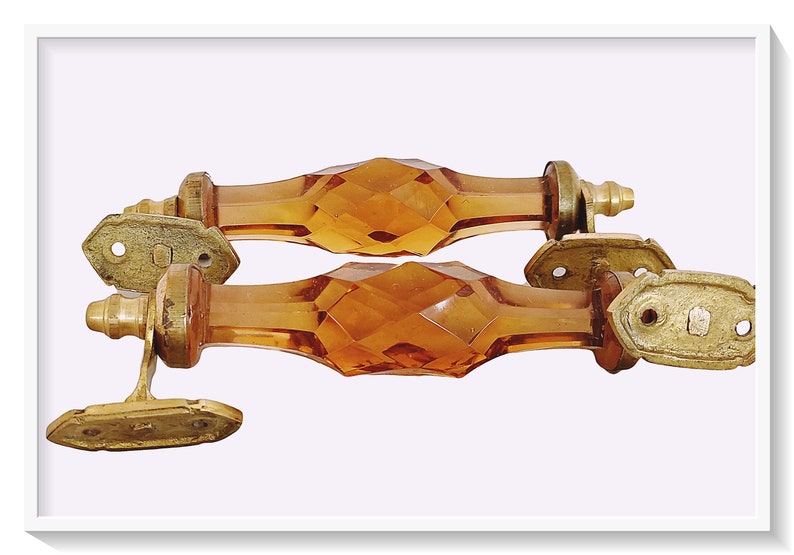 มือจับประตู 6" สีชา 1คู่ มือจับประตูแก้ว มือจับประตูทองเหลือง มือจับประตูโบราณ มือจับประตูย้อนยุค ย้อนยุค แต่งบ้าน แต่งร้าน ให้มีคุณค่า - Image 3