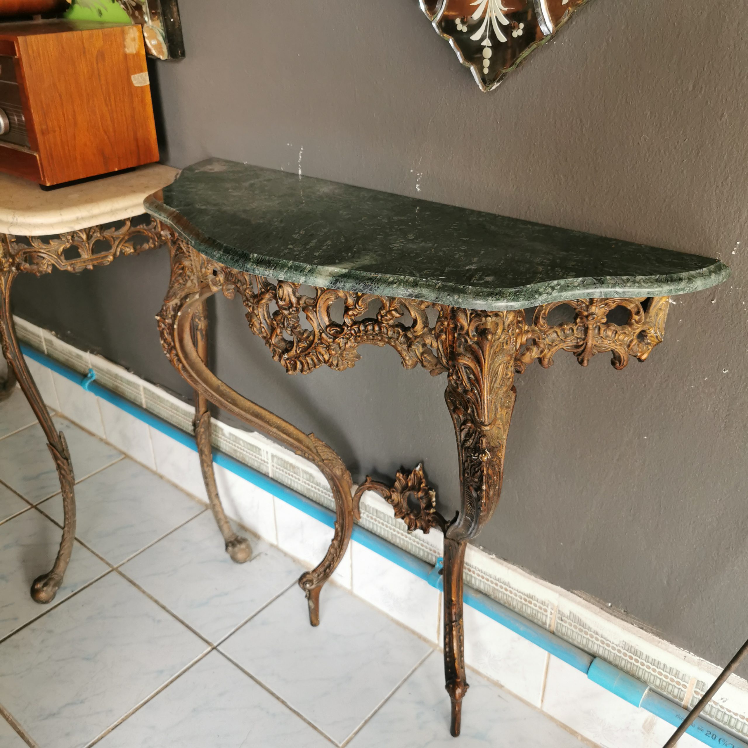 โต๊ะคอนโซลโบราณ หินอ่อน โต๊ะหินอ่อน โต๊ะหินอ่อนโบราณ สุดคลาสสิค