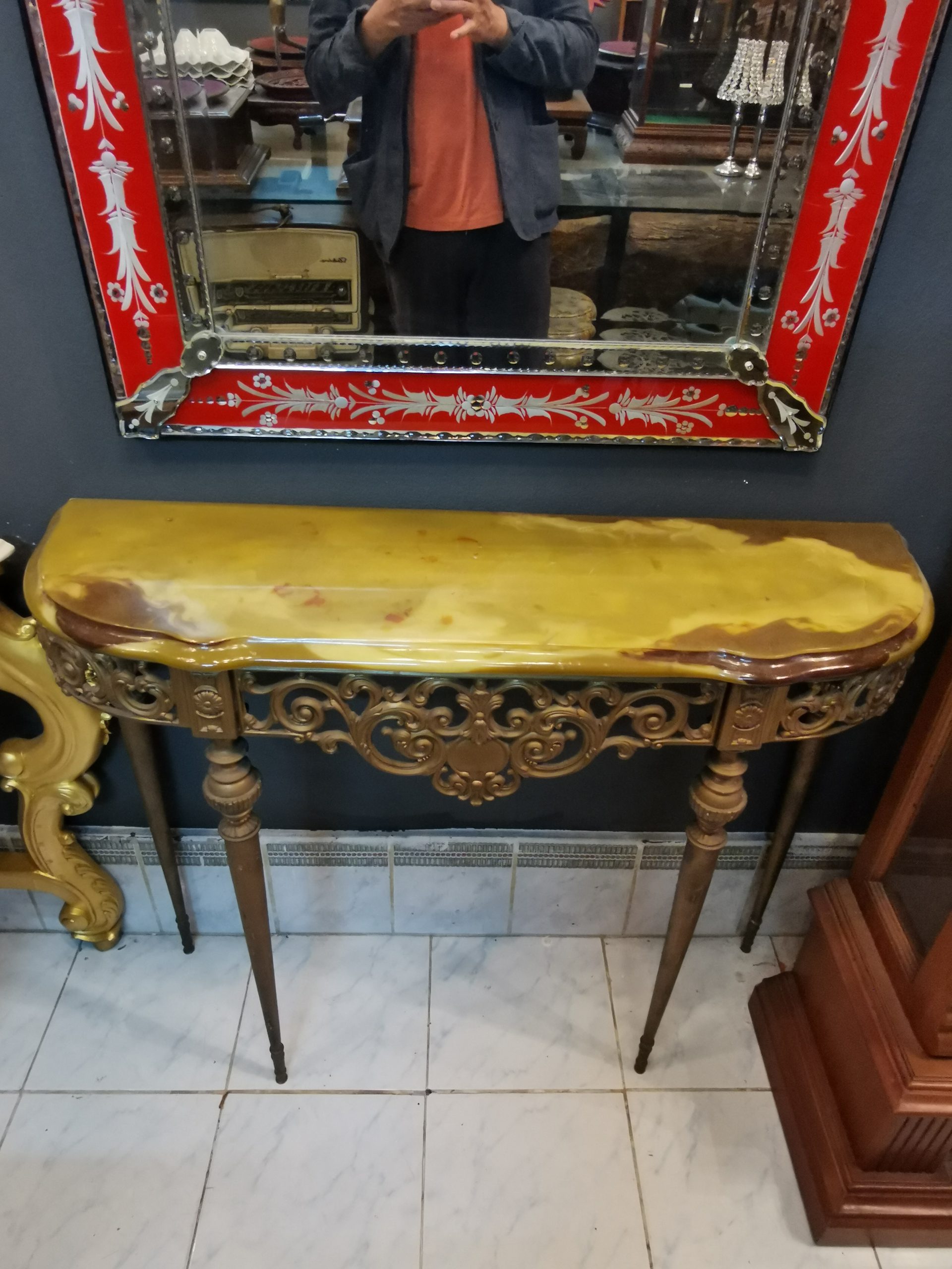 โต๊ะคอนโซลโบราณ หินอ่อน โต๊ะหินอ่อน โต๊ะหินอ่อนโบราณ สุดคลาสสิค