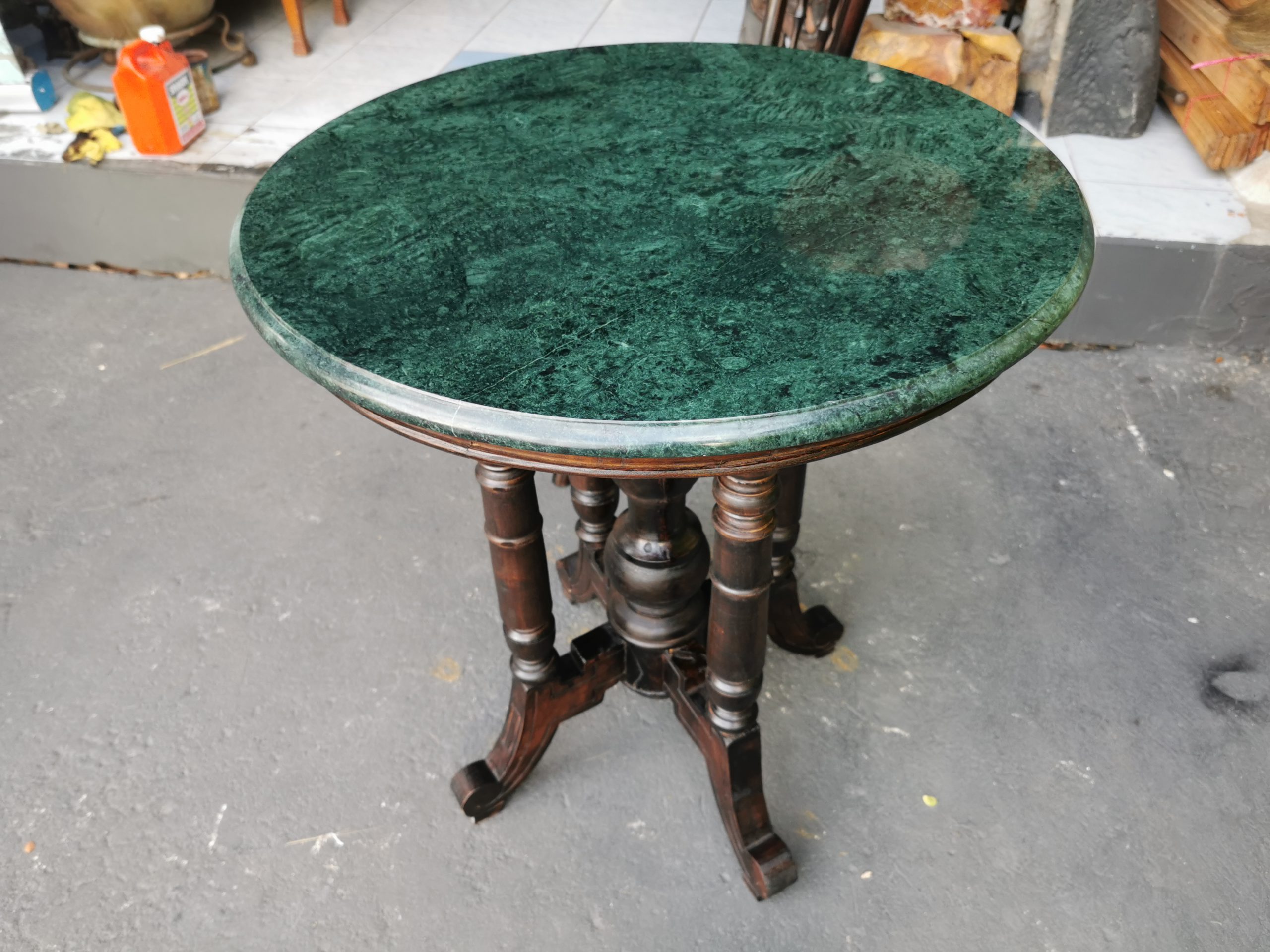 โต๊ะหินอ่อน 77cm โต๊ะหินอ่อนเขียวอิตาลี่ นำเข้าจากต่างประเทศ งดงาม สุดคลาสสิค หายาก - Image 2