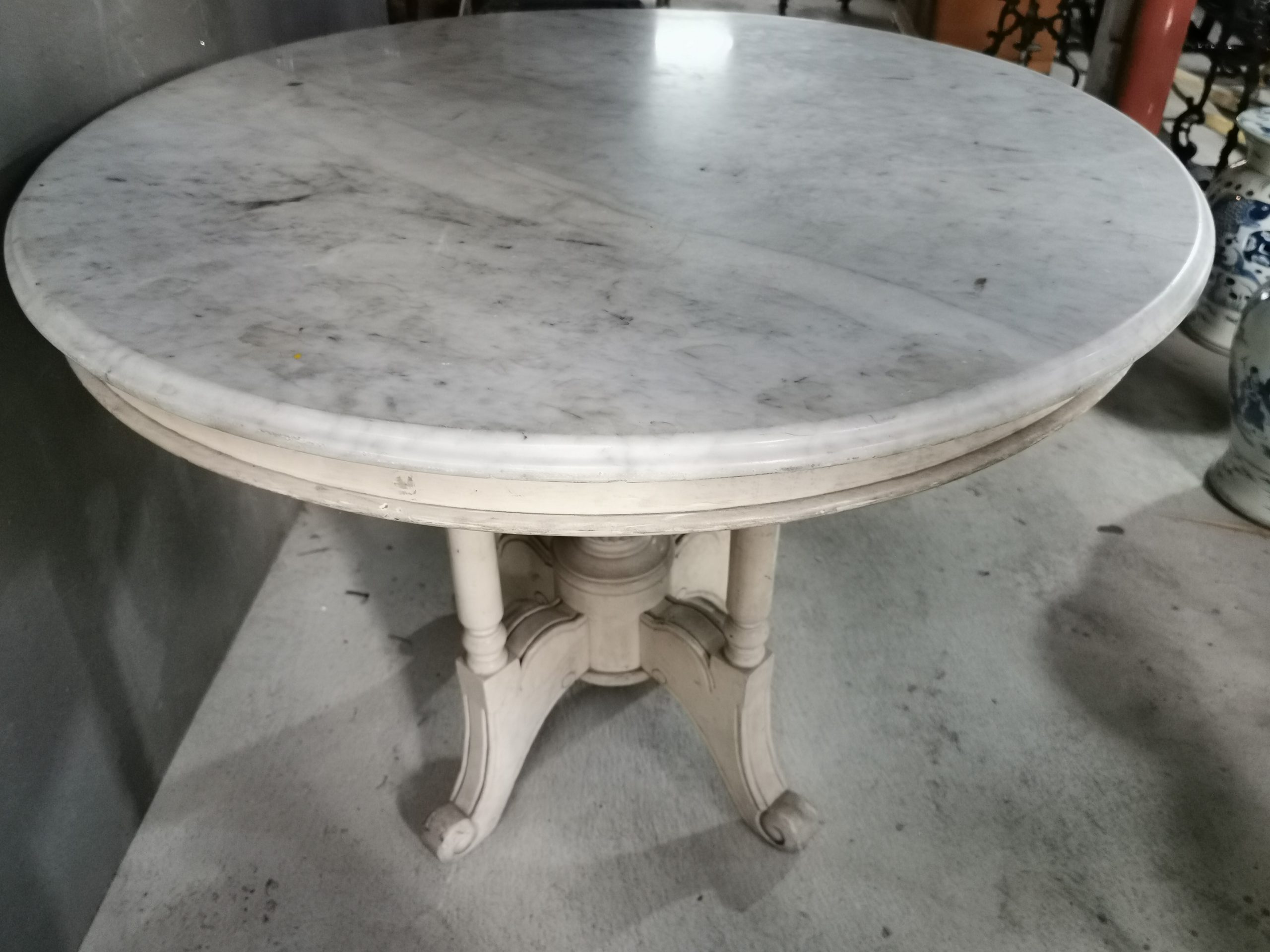 โต๊ะหินอ่อน 100cm โต๊ะหินอ่อนโบราณ นำเข้าจากต่างประเทศ งดงาม สุดคลาสสิค หายาก - Image 3