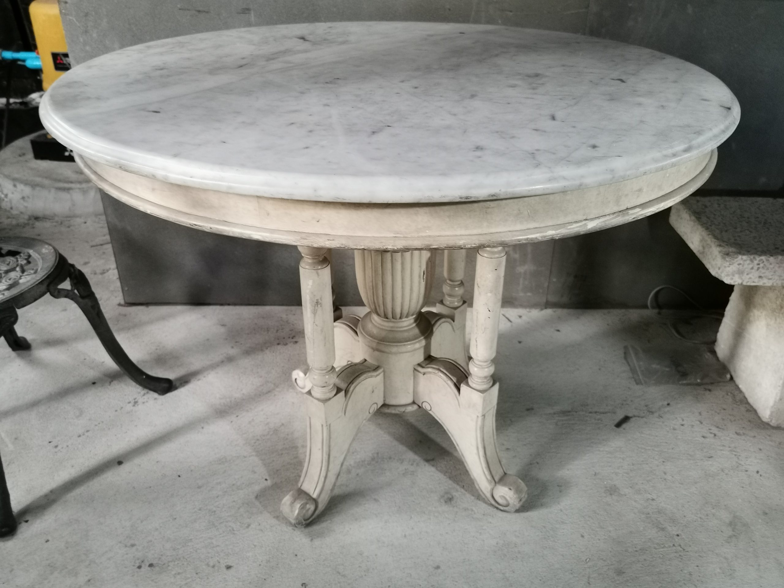 โต๊ะหินอ่อน 100cm โต๊ะหินอ่อนโบราณ นำเข้าจากต่างประเทศ งดงาม สุดคลาสสิค หายาก