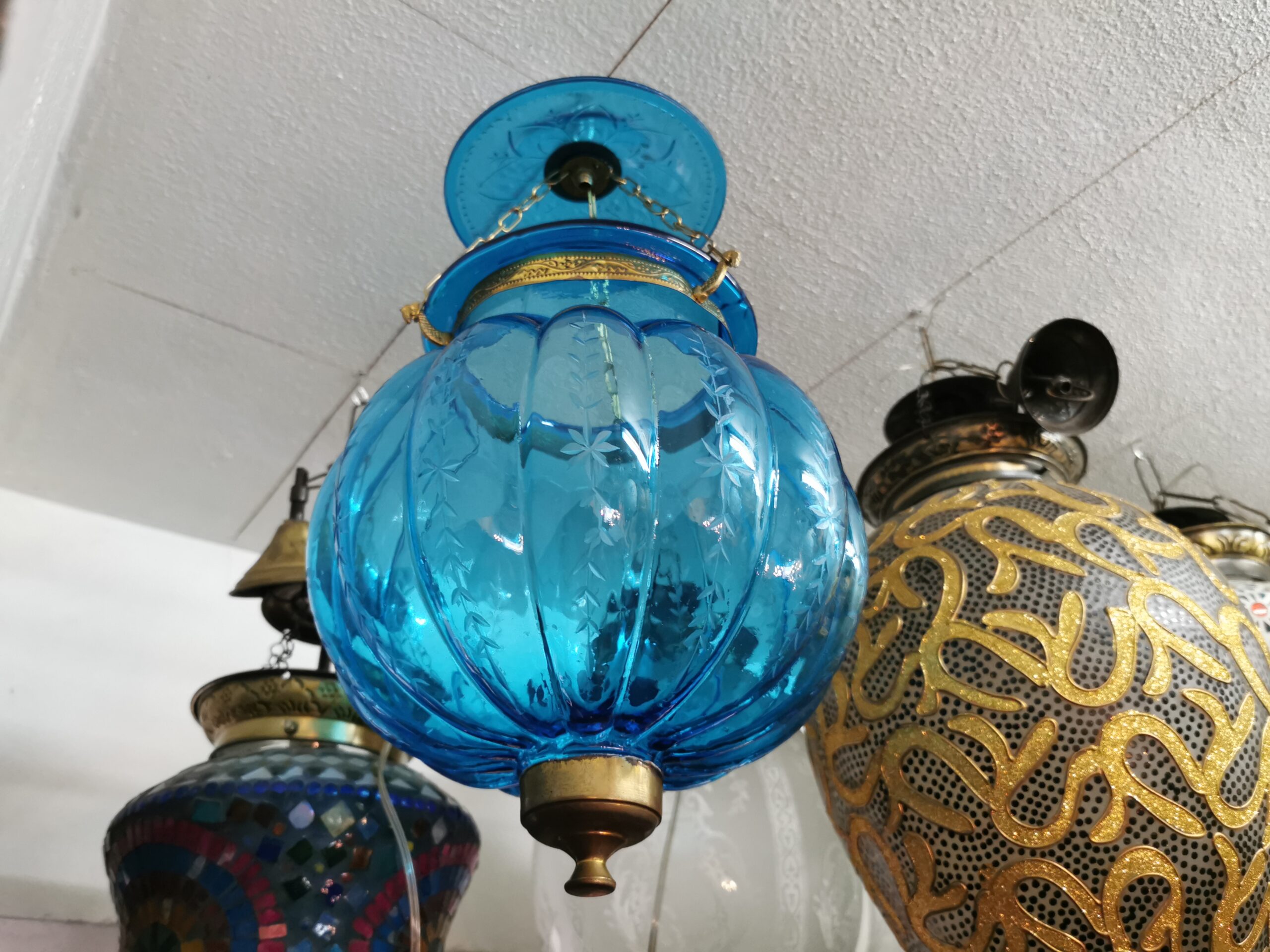 โคมไฟแก้ว ฟักทองใหญ่ โคมไฟติดเพดาน  ย้อนยุค คลาสสิค 👉แต่งบ้าน​ แต่งร้าน​ ให้สวยคลาสสิค - Image 10